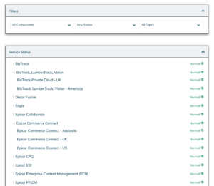 epicor status page examples