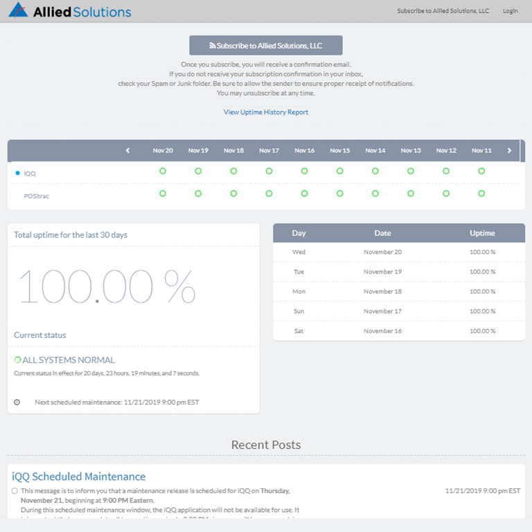 Allied Solutions Status Page
